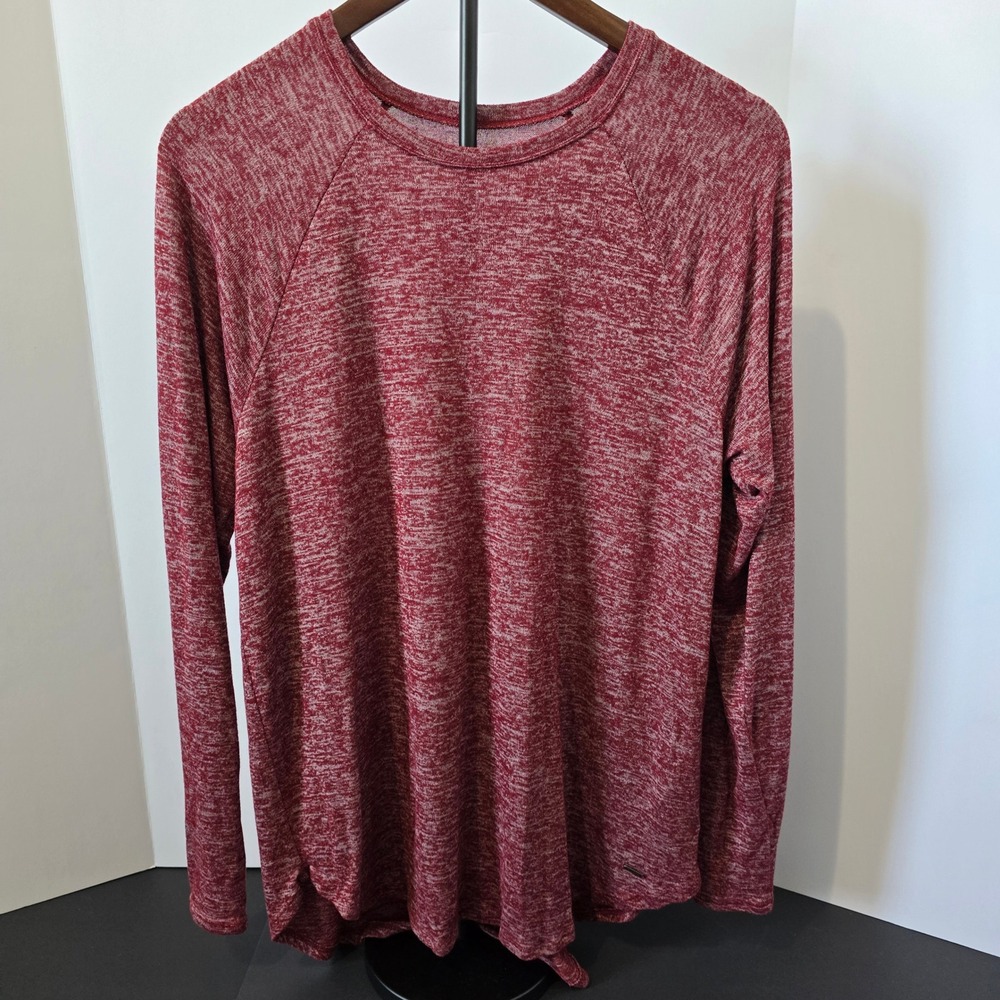Hollister Long Sleeve Top Heathered Knit Raglan Everyday Casual Red L‎